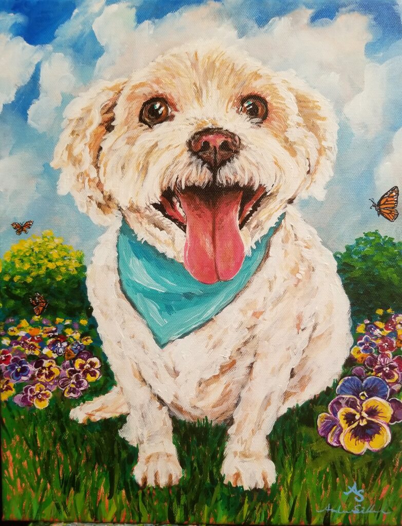 a dog portrait of a happy puppy