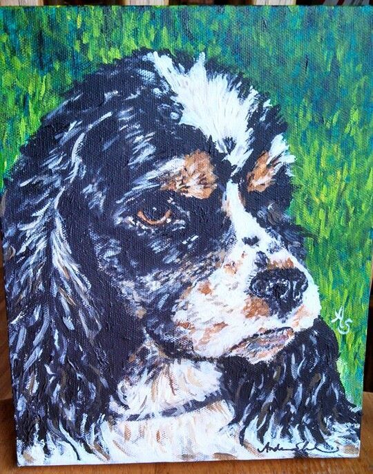 a painting of a cocker spaniel dog