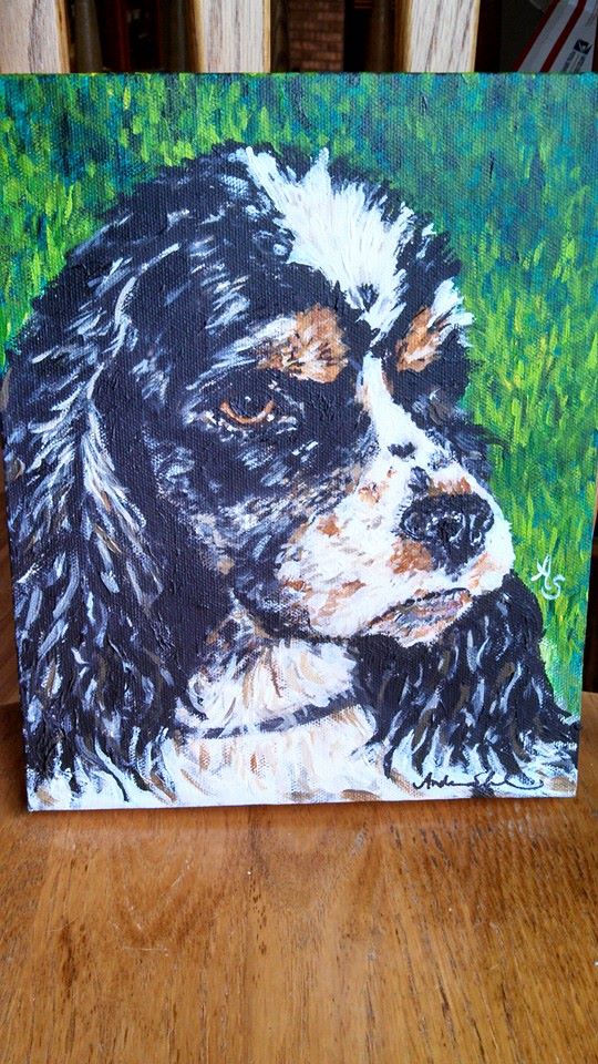 a painting of a cocker spaniel dog