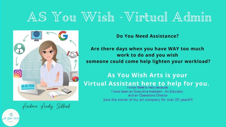 a graphic of a woman juggling many business items and words about virtual assistant services